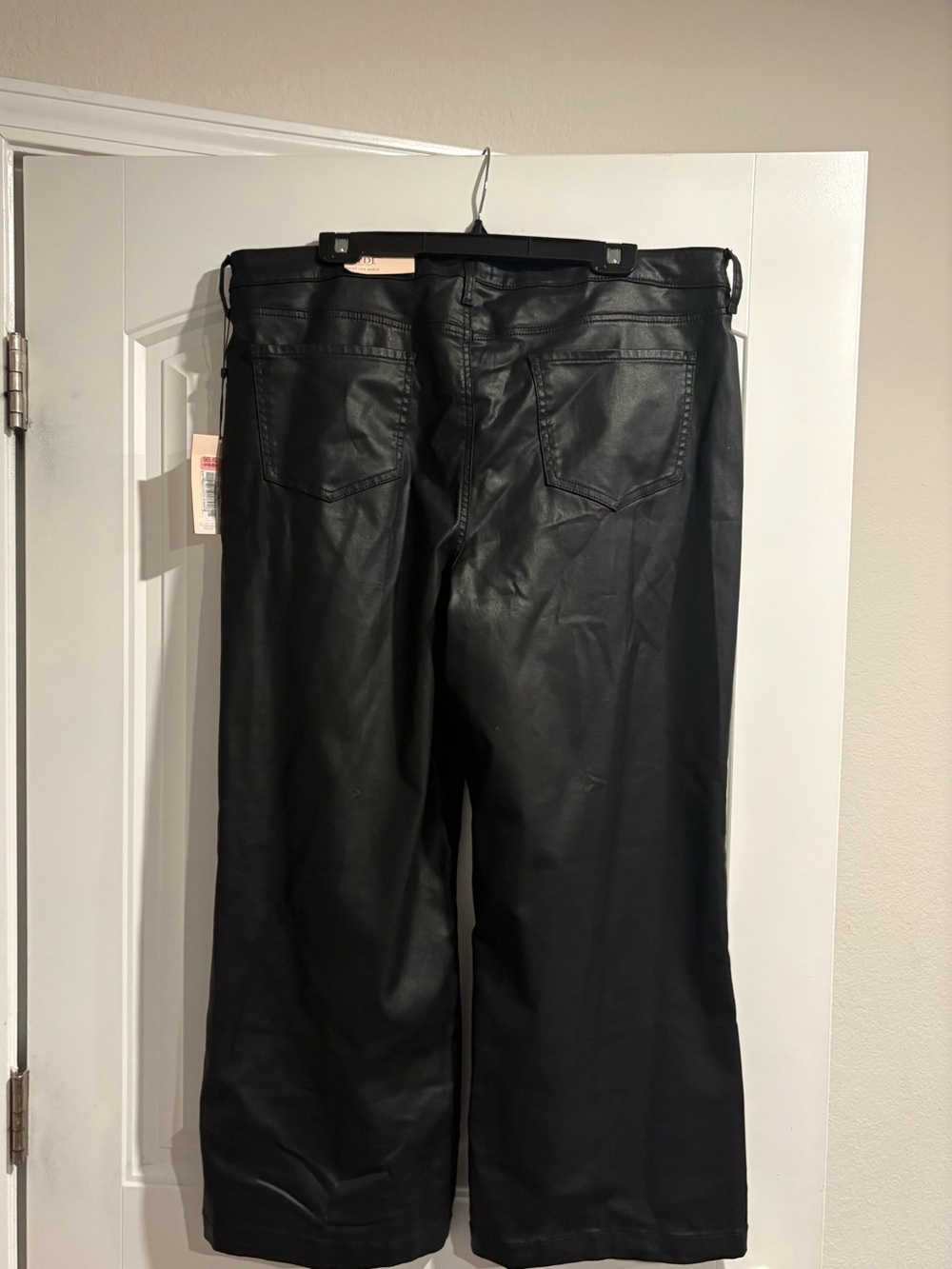 NYDJ Black Faux Leather Wide-Leg Jeans